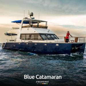 Blue Catamaran Private Yacht for hire in Goa. Book this yacht today for your special event.