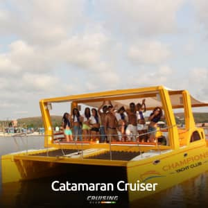 Catamaran Cruiser Private Yacht for hire in Goa. Book this yacht today for your special event.