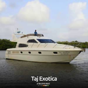 Taj Exotica Private Yacht for hire in Goa. Book this yacht today for your special event.